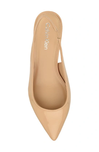 Calvin Klein Dainty Kitten Heel Pointed Toe Slingback Pump In Light Natural