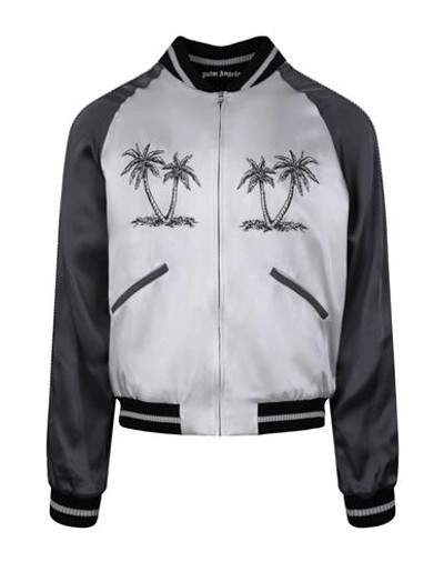 Shop Palm Angels Palms Souvenir Jacket Man Jacket Multicolored Size L Acetate, Viscose In Fantasy