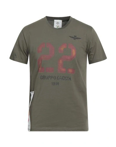Shop Aeronautica Militare Man T-shirt Military Green Size Xl Organic Cotton