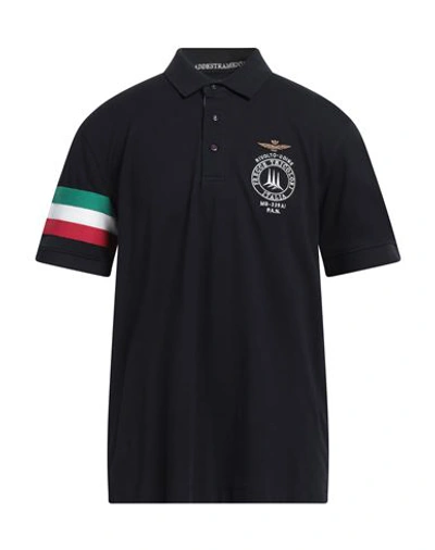 Shop Aeronautica Militare Man Polo Shirt Midnight Blue Size Xl Cotton, Elastane