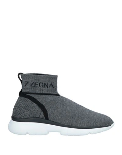 Shop Z Zegna Man Sneakers Grey Size 9 Textile Fibers