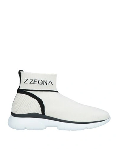 Shop Z Zegna Man Sneakers Ivory Size 9 Textile Fibers In White