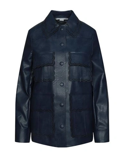 Shop Stella Mccartney Laila Faux Leather Jacket Woman Jacket Blue Size 8-10 Rayon