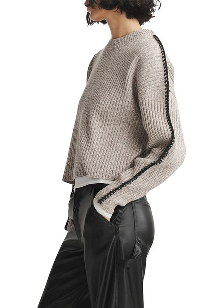 Shop Rag & Bone Ingrid Crewneck Wool Sweater In Oat