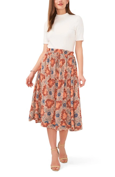 Shop 1.state Print Midi Skirt In Mauve Coral