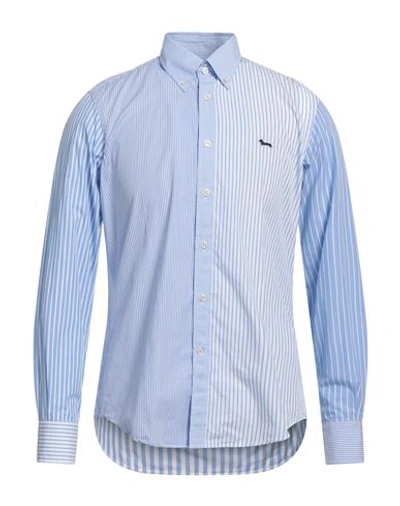 Shop Harmont & Blaine Man Shirt Azure Size 3xl Cotton In Blue
