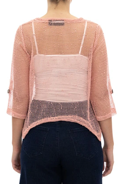 Nina Leonard Open Knit Bolero Cardigan In Blush