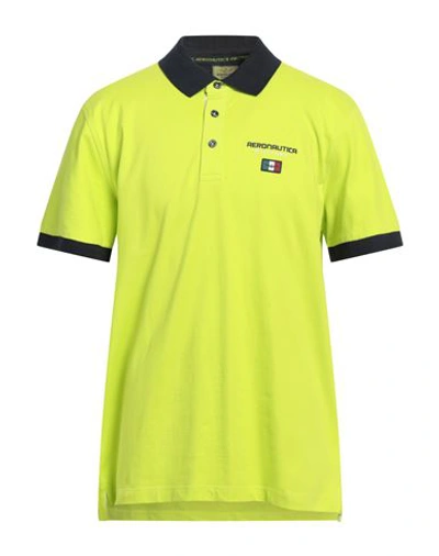 Shop Aeronautica Militare Man Polo Shirt Acid Green Size Xl Cotton, Elastane
