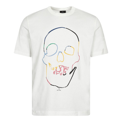Shop Paul Smith Linear Skull T-shirt In Cream