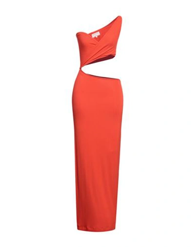Shop Lama Jouni Woman Midi Dress Orange Size L Viscose, Elastane