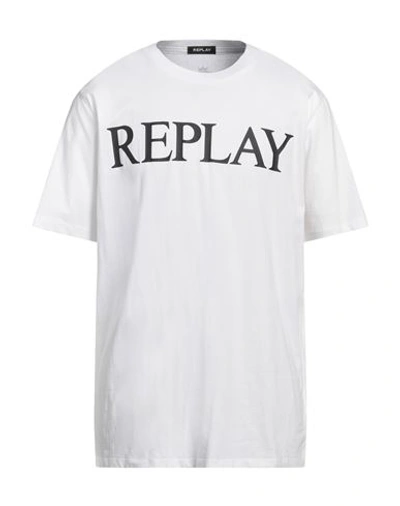 Shop Replay Man T-shirt White Size S Cotton