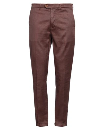 Shop Tela Genova Man Pants Cocoa Size 35 Cotton, Linen, Elastane In Brown