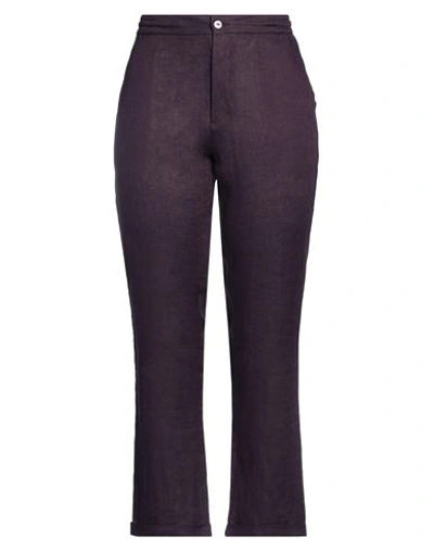 Shop Alpha Studio Woman Pants Deep Purple Size 16 Linen