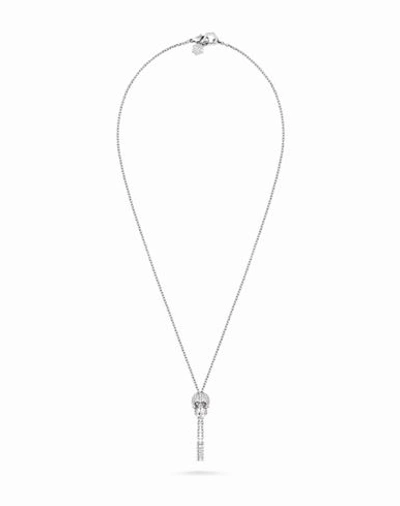 Shop Philipp Plein Sliding $kull Crystal Cable Chain Necklace Woman Necklace Silver Size Onesize Stainles