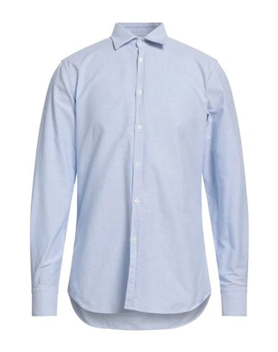 Shop Aglini Man Shirt Sky Blue Size 17 Cotton