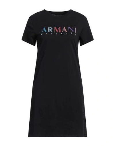 Shop Armani Exchange Woman Mini Dress Black Size Xs Cotton
