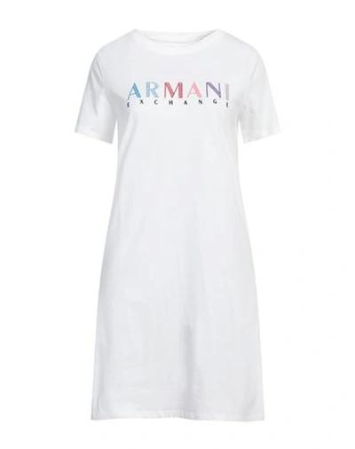 Shop Armani Exchange Woman Mini Dress White Size S Cotton