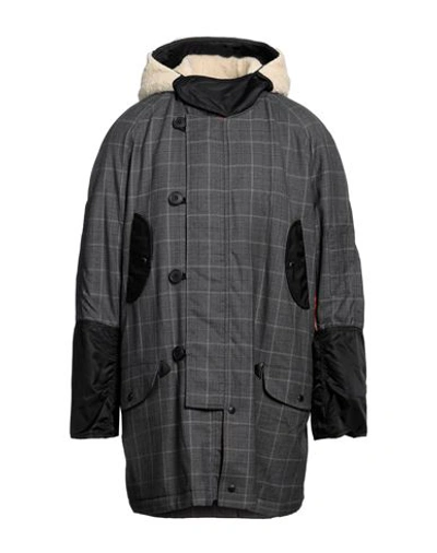 Shop Junya Watanabe Comme Des Garçons Man Coat Lead Size L Wool, Nylon, Acrylic, Polyester, Cotton In Grey