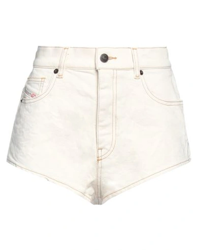 Shop Diesel Woman Denim Shorts Ivory Size 29 Cotton, Elastane In White