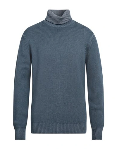 Shop Filippo De Laurentiis Man Turtleneck Navy Blue Size 42 Merino Wool, Silk, Cashmere