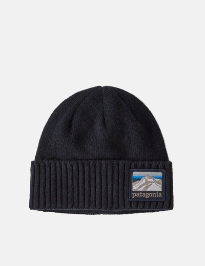 Shop Patagonia Brodeo Line Logo Ridge Beanie Hat In Navy Blue