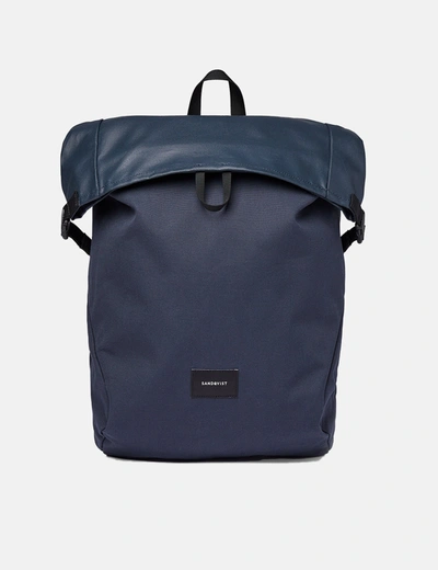 Shop Sandqvist Alfred Rolltop Backpack (polycotton) In Blue