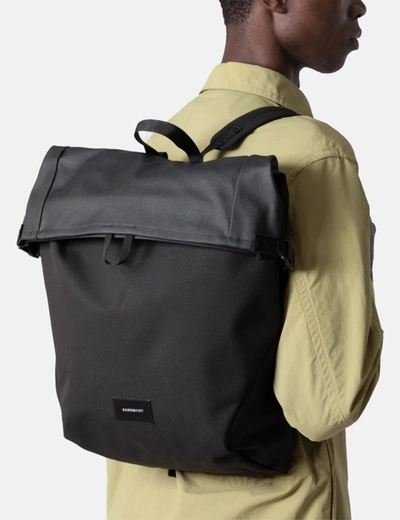 Shop Sandqvist Alfred Rolltop Backpack (polycotton) In Black
