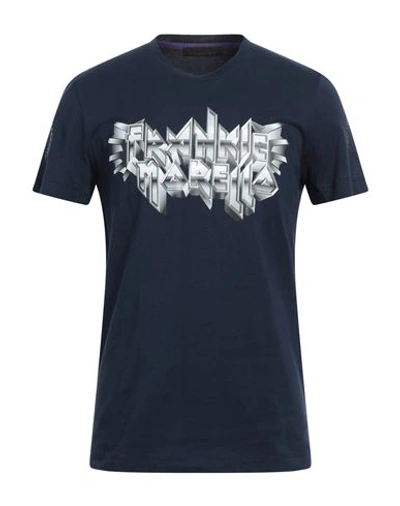 Shop Frankie Morello Man T-shirt Midnight Blue Size Xl Cotton
