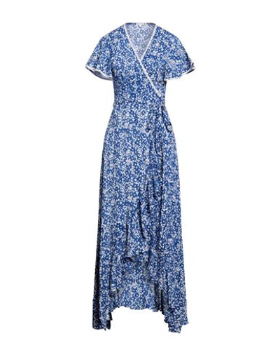 Shop Poupette St Barth Woman Midi Dress Navy Blue Size L Rayon