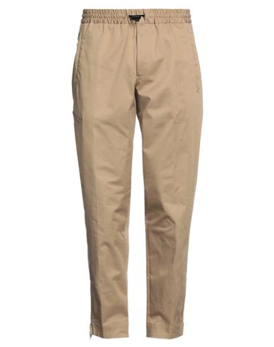 Shop Moncler Man Pants Camel Size 36 Cotton, Elastane In Beige