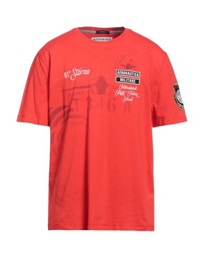 Shop Aeronautica Militare Man T-shirt Tomato Red Size Xl Cotton
