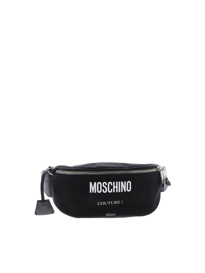 Shop Moschino Fabric And Leather Waistbag In Negro