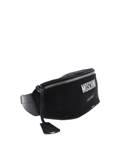 Shop Moschino Fabric And Leather Waistbag In Negro