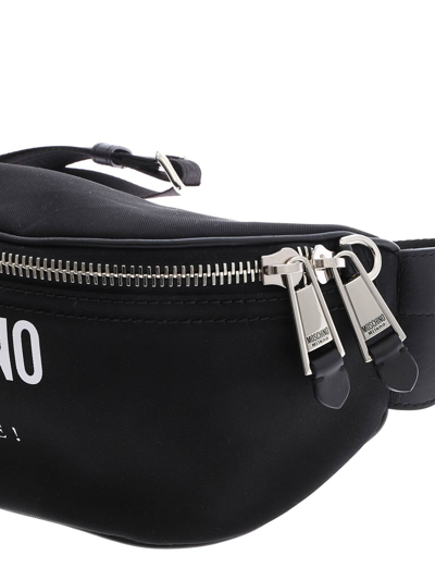 Shop Moschino Fabric And Leather Waistbag In Negro