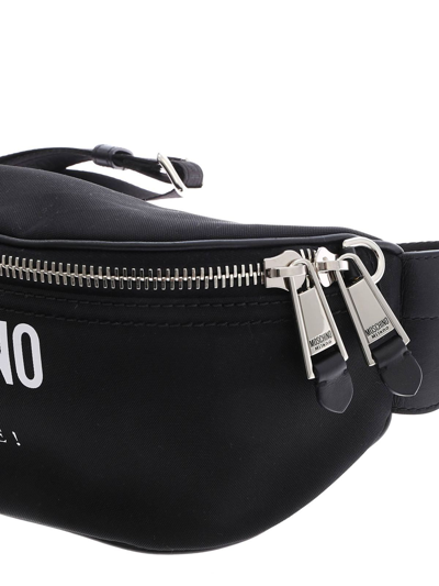 Moschino Fabric And Leather Waistbag In Negro