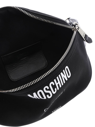 Shop Moschino Fabric And Leather Waistbag In Negro