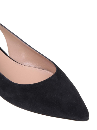 Aquazzura Forever Marilyn Cutout Ballet Flats In Black Suede
