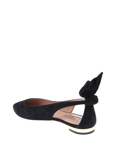 Aquazzura Forever Marilyn Cutout Ballet Flats In Black Suede