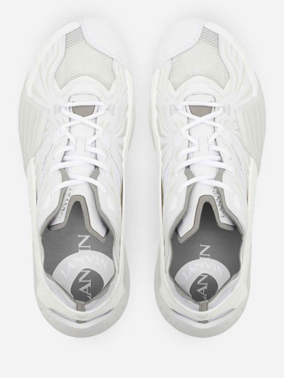 Lanvin Flash-x Mesh Upper Sneakers With Textured Panels In White