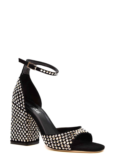 Paris Texas Holly Fiona Crystal Ankle-strap Sandals In Black