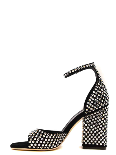 Paris Texas Holly Fiona Crystal Ankle-strap Sandals In Black