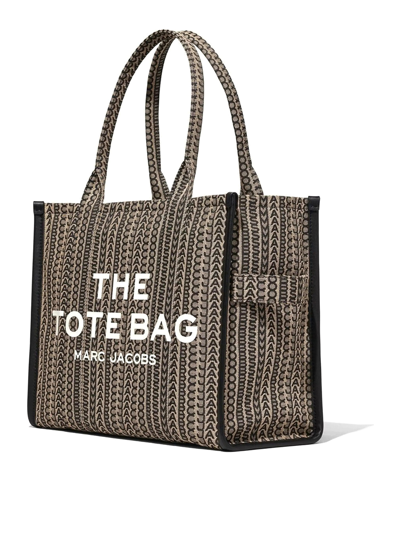 Marc Jacobs Fabric Bag With Monogram And Leather Details In Beis