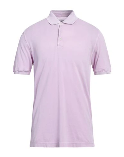 Shop Fedeli Man Polo Shirt Lilac Size 40 Cotton In Purple