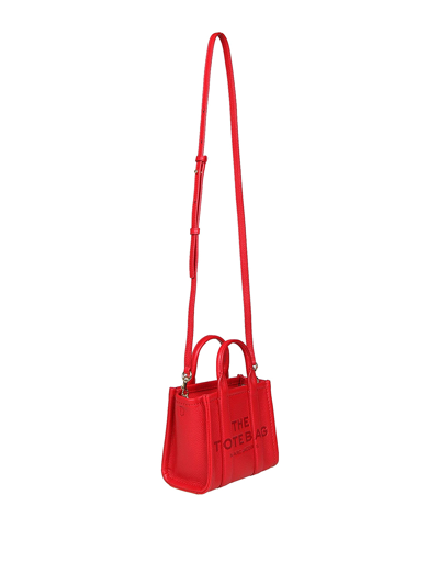 Shop Marc Jacobs Micro Leather Bag With Logo And Handles In Rojo