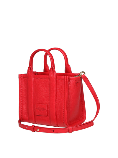 Shop Marc Jacobs Micro Leather Bag With Logo And Handles In Rojo