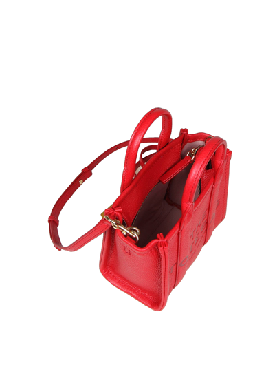 Shop Marc Jacobs Micro Leather Bag With Logo And Handles In Rojo