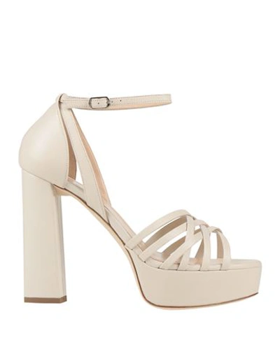Shop The Seller Woman Sandals Ivory Size 8 Leather In White