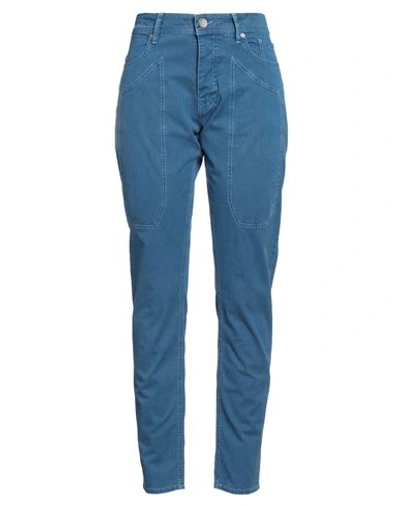 Shop Jeckerson Woman Jeans Blue Size 32 Cotton, Elastane