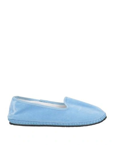 Shop Le Papù Woman Loafers Sky Blue Size 11 Textile Fibers