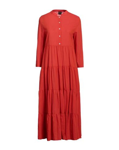 Shop Aspesi Woman Midi Dress Tomato Red Size 4 Cotton